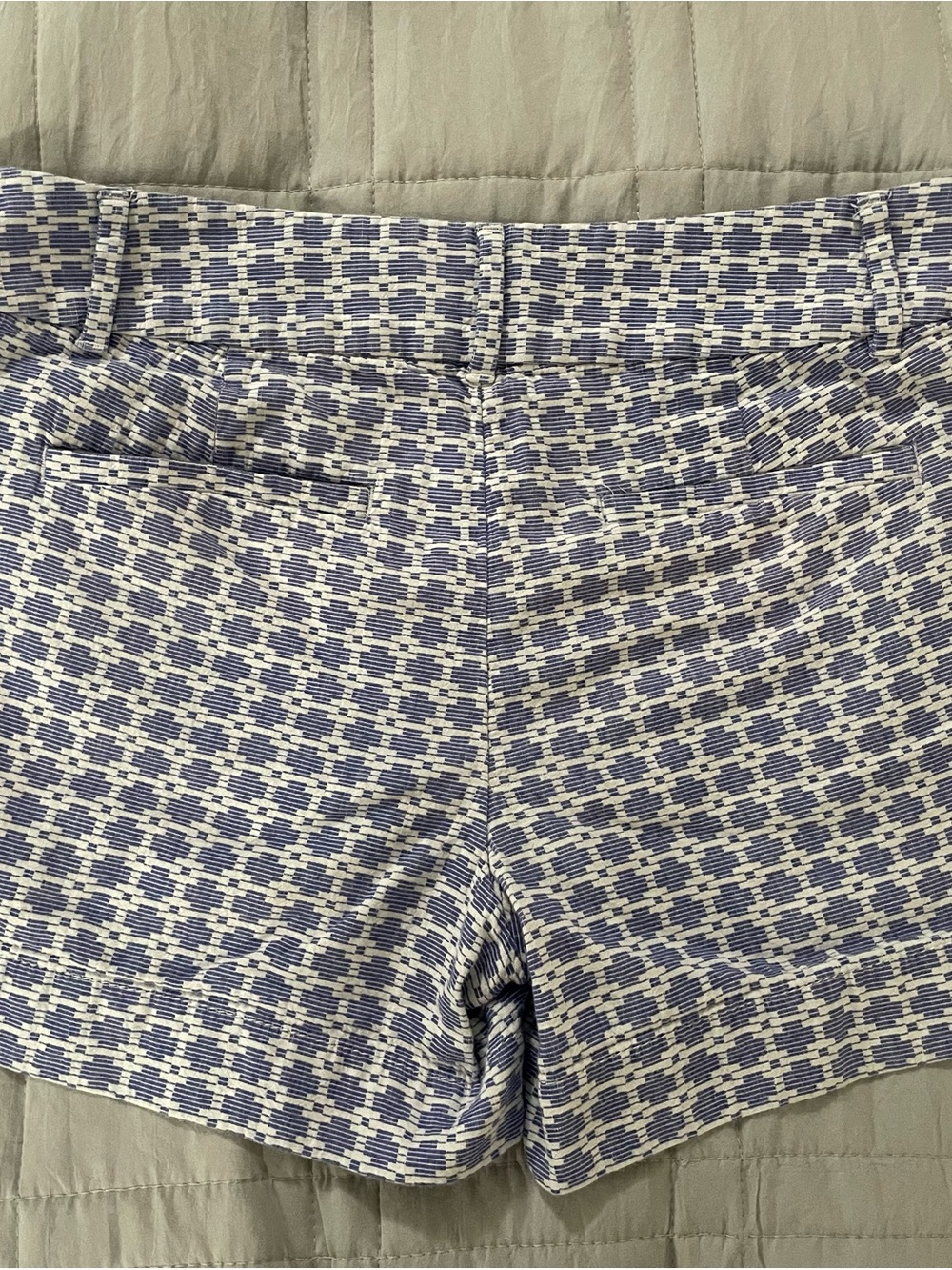 LOFT Blue & White Geometric High-Waist Shorts - Picture 3 of 5